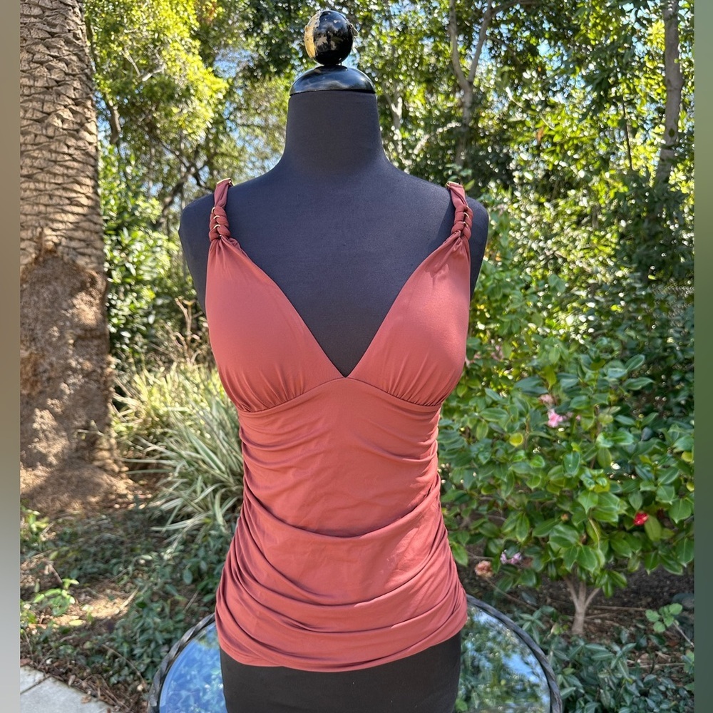 NWT Bleu Rod Beattie "ring master" over the shoulder tankini swim top - size 6